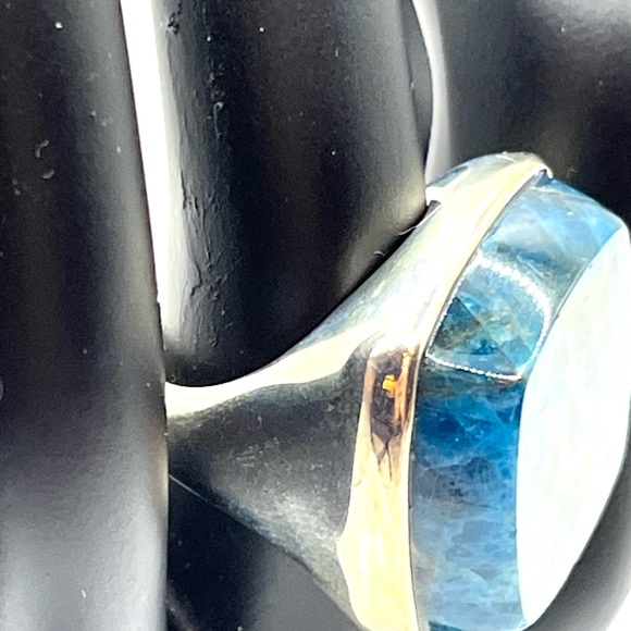 JTV Ring Blue Apatite Gemstone Rhodium Plated Sterling Silver Ring - Size 6 - Picture 11 of 15